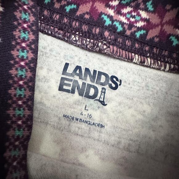 Lands End Shirt Womens Large Purple Fair Isle Polar Bear Moose Holidays Outdoors - Picture 8 of 14